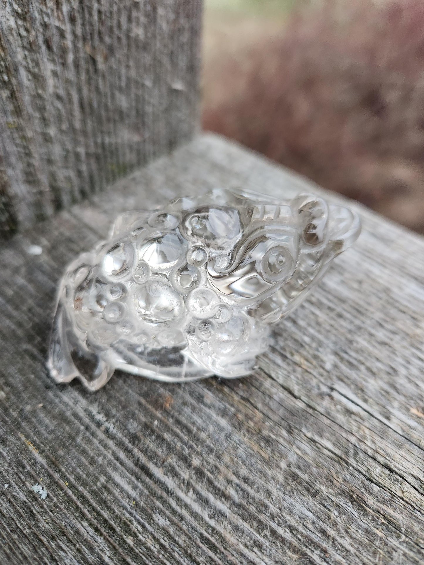 Very Light Smoky Quartz Money Toad: Hand Carved Crystal Figurine