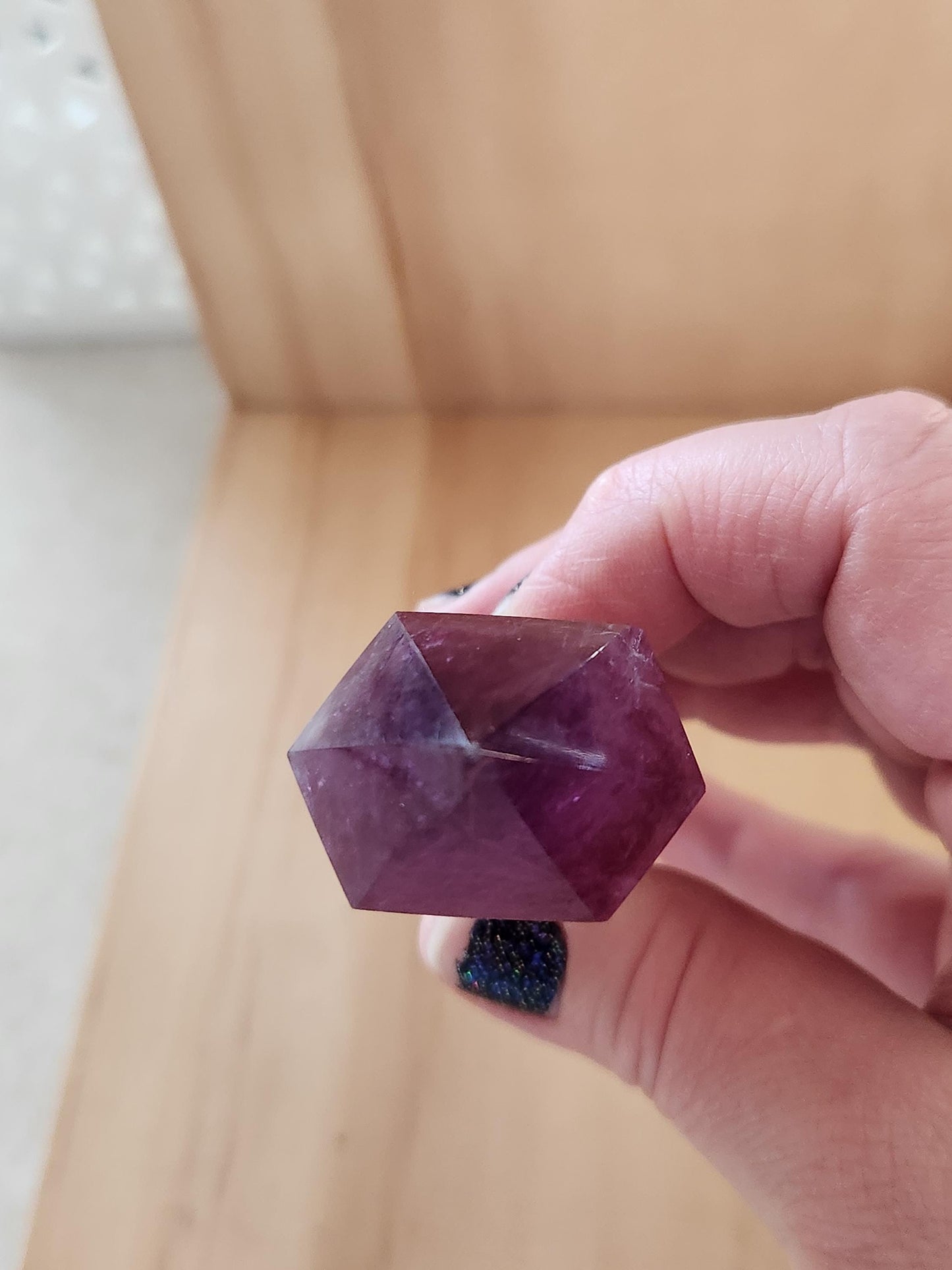 Beautiful Colorful Rainbow Fluorite Crystal Six Pointed Wand on a Stand