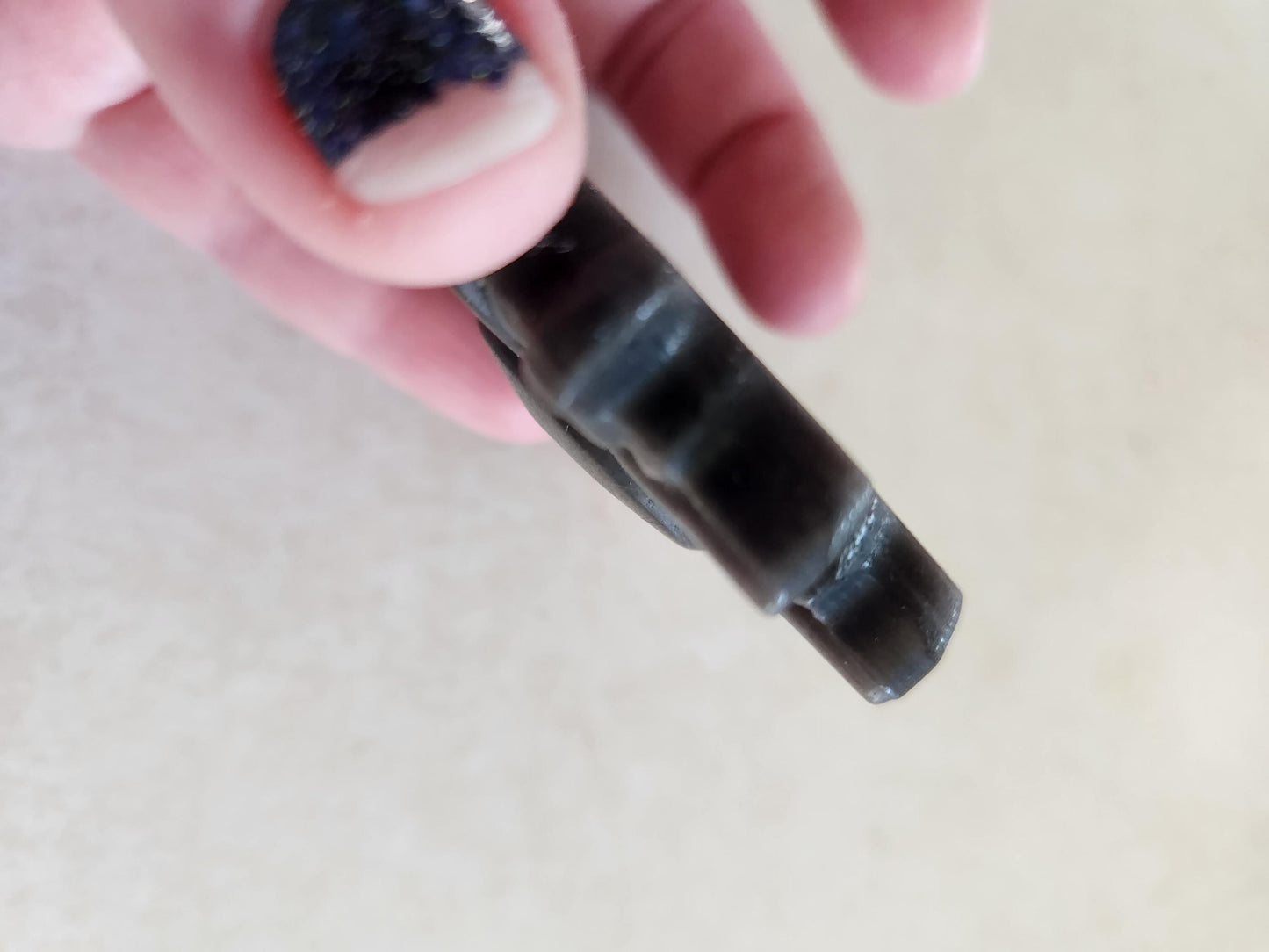 Beautiful Silver Sheen Obsidian Carved Sun and Moon Crystal with Silver Flash, One