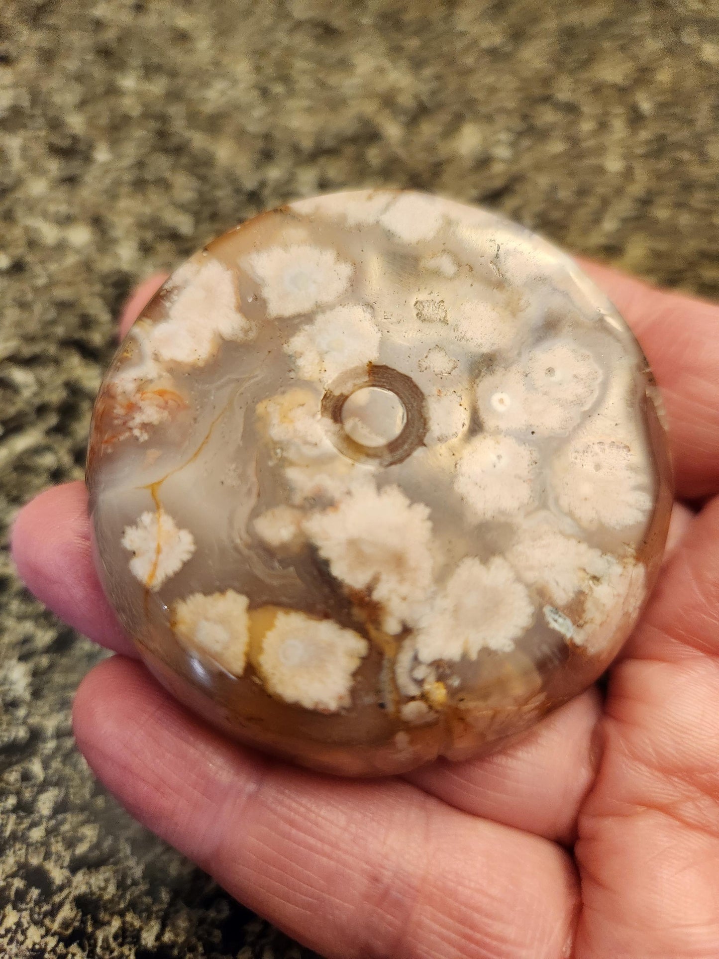 Beautiful Flower Agate Crystal Carved Rose Bud with flower plumes
