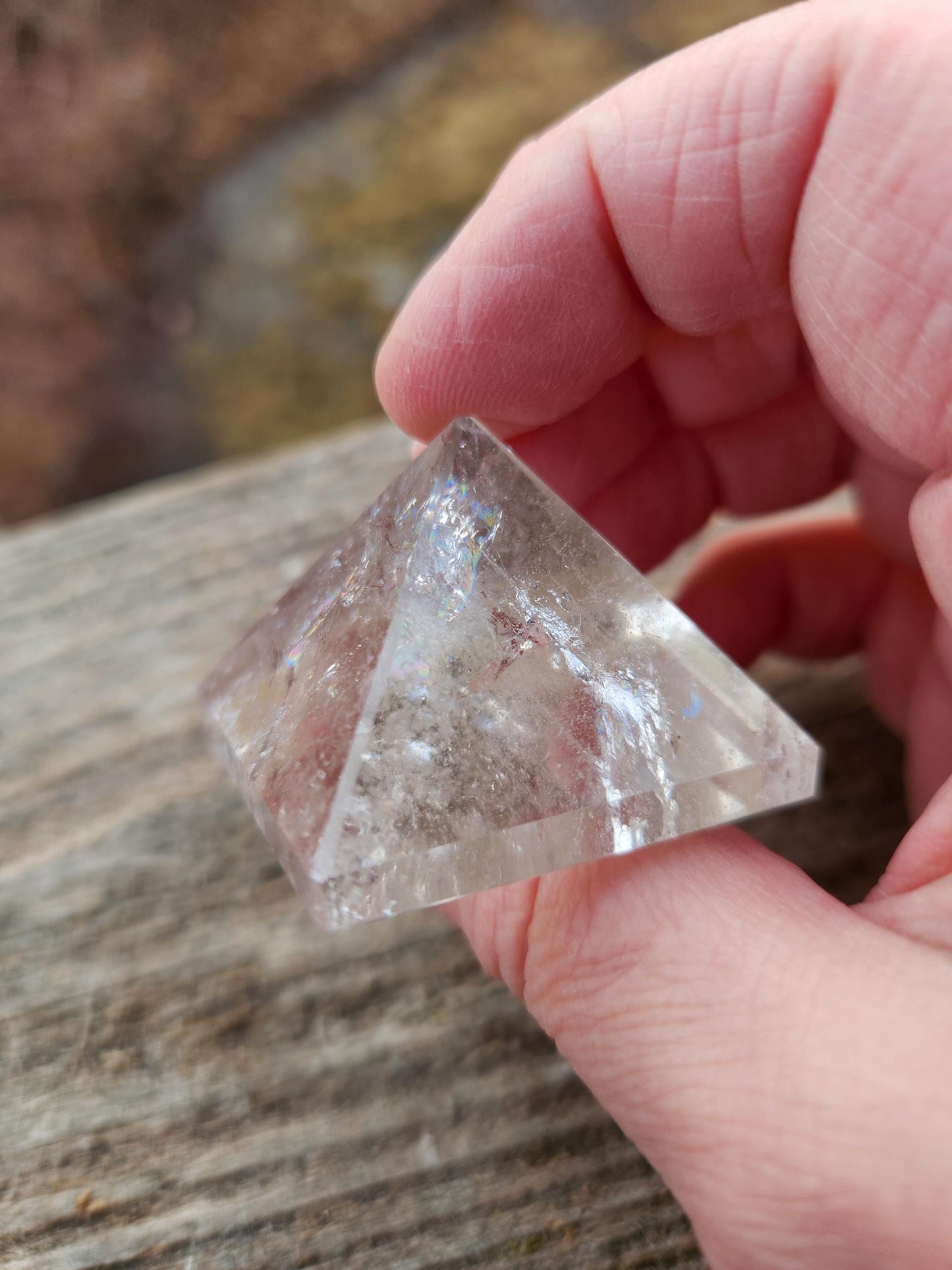 Beautiful AAA Clear Quartz Crystal Pyramid, Rainbows