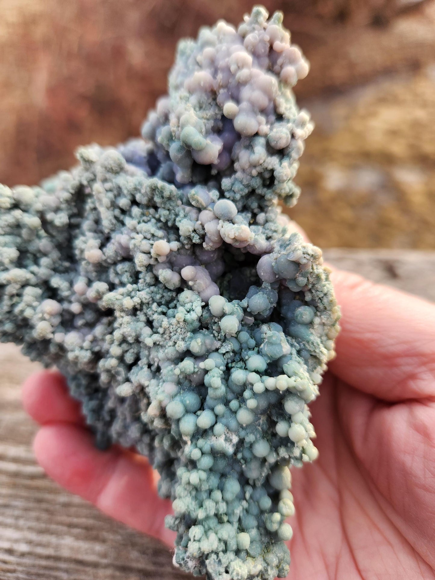 Rare Grape Agate Crystal Specimen: Bi-Color Purple & Green Chalcedony