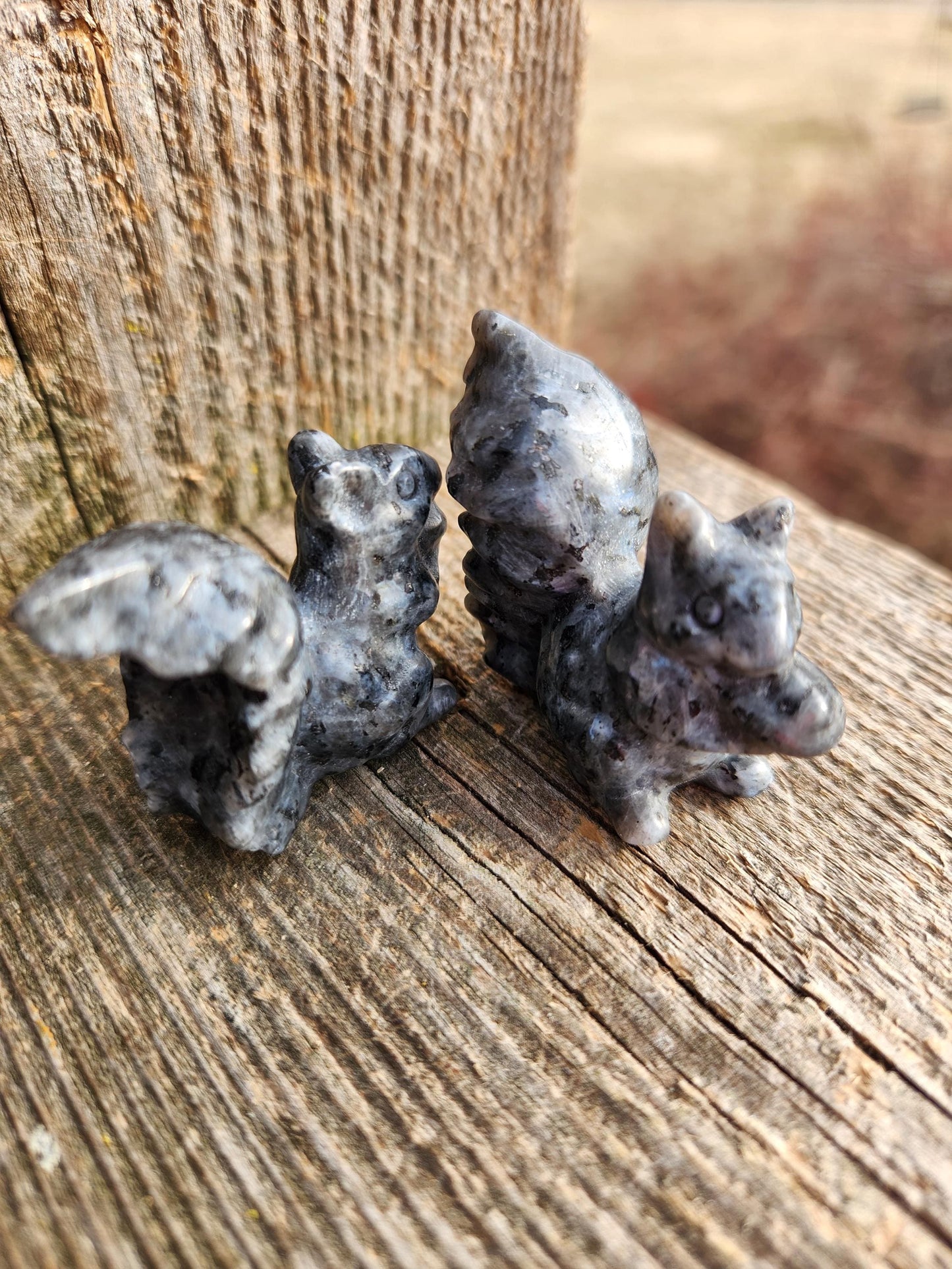 Labradorite Carved Squirrel: Natural Crystal Figurine, 1 Squirrel