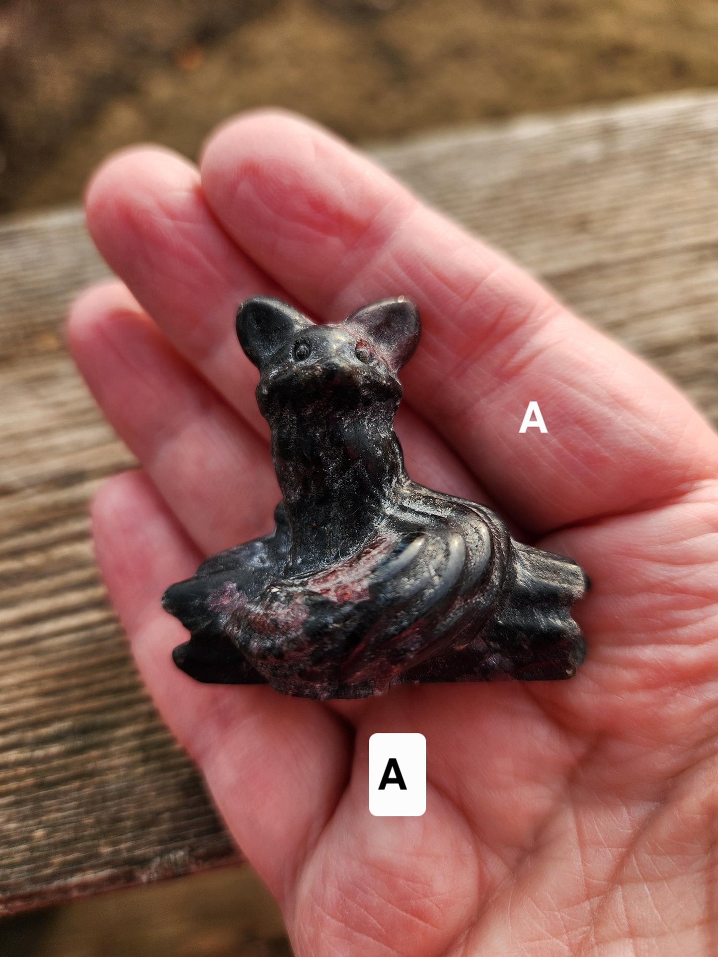 Unique Fox on a Log Mini Figure Crystal, Garnet Or Labradorite, 1 Fox