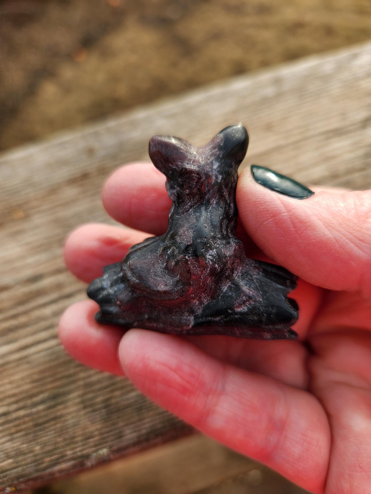 Unique Fox on a Log Mini Figure Crystal, Garnet Or Labradorite, 1 Fox