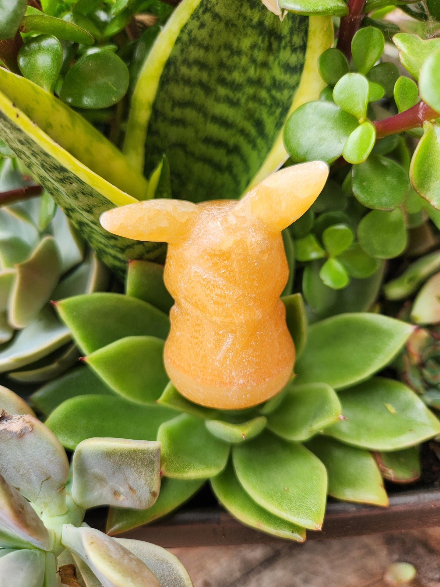 Super Cute Yellow Calcite Pikachu Natural Stone Crystal, Pokémon, Gift