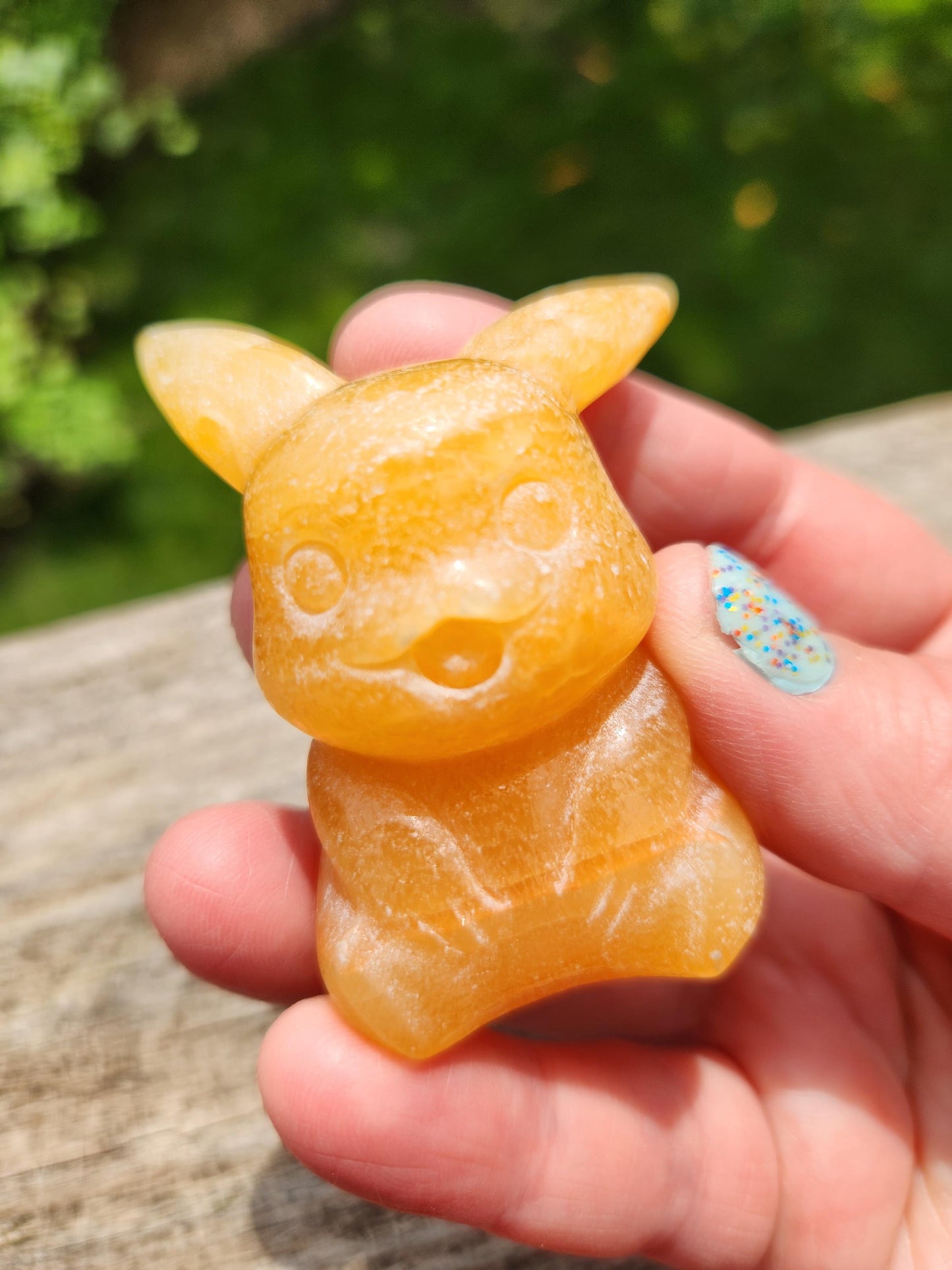 Super Cute Yellow Calcite Pikachu Natural Stone Crystal, Pokémon, Gift