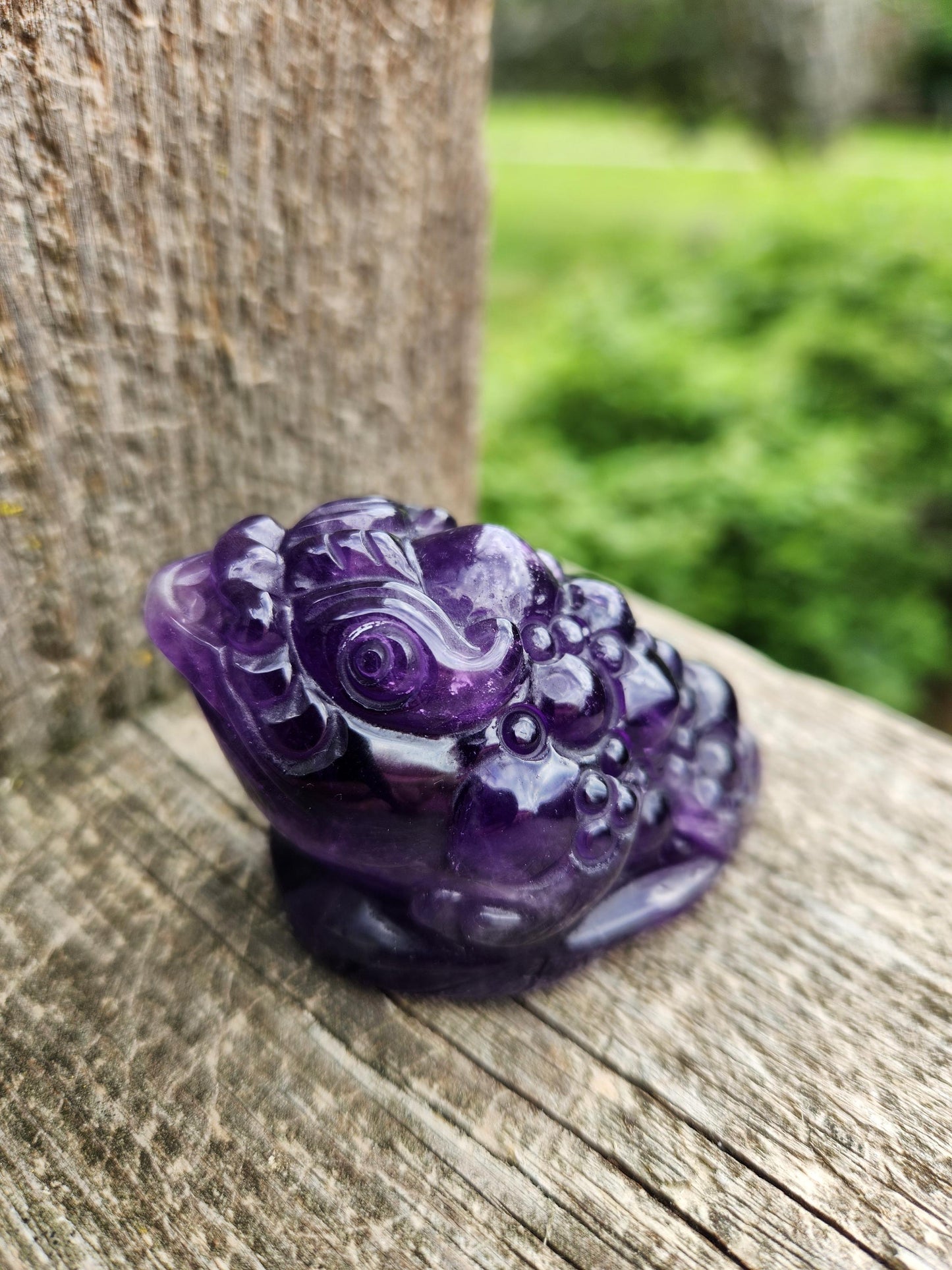 AAA Dark Ametrine Crystal Money Toad: Master Carved, All Natural
