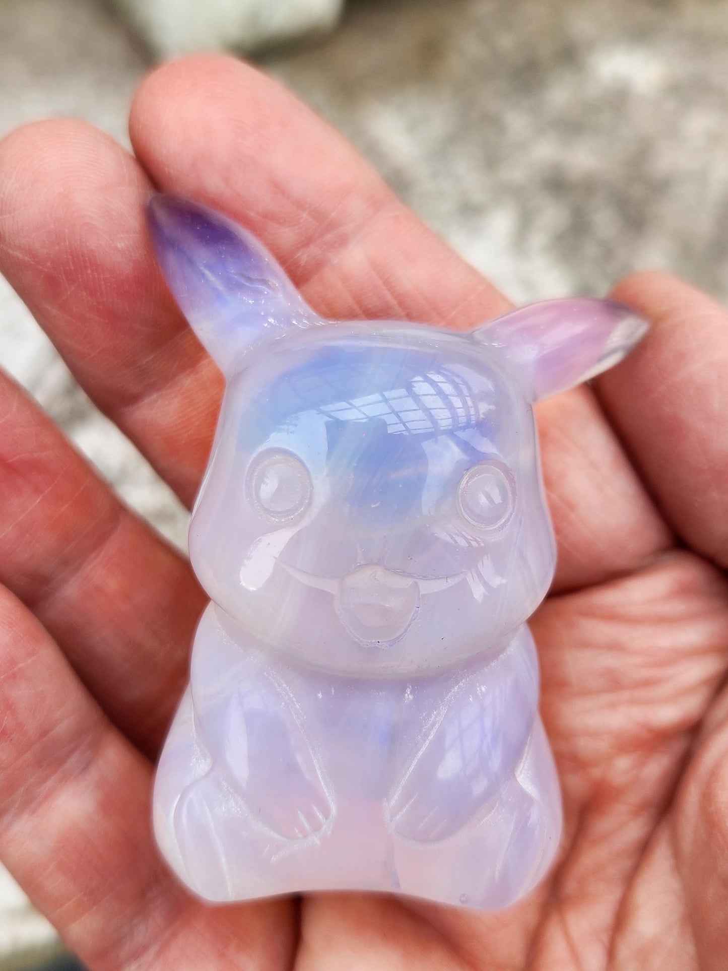 Super Cute Pink Opalite Pikachu with High Polish
