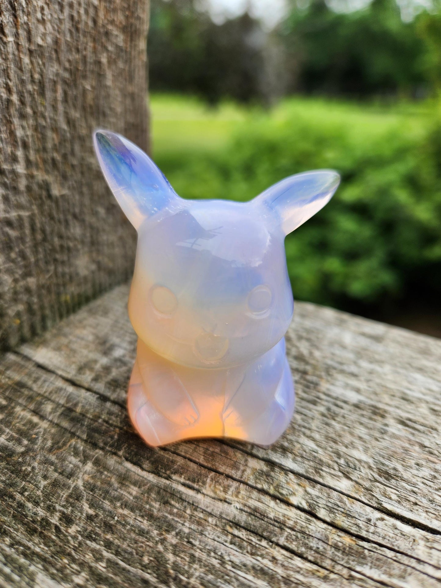Super Cute Pink Opalite Pikachu with High Polish