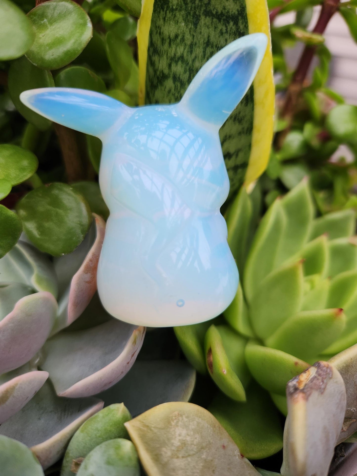 Opalite Pikachu Figurine: High Polish Crystal Carving