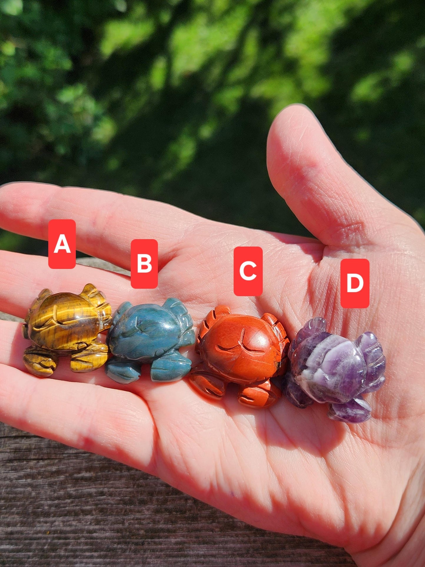 Mini Crystal Crab: Tiger Eye, Jasper, Agate, or Amethyst, One