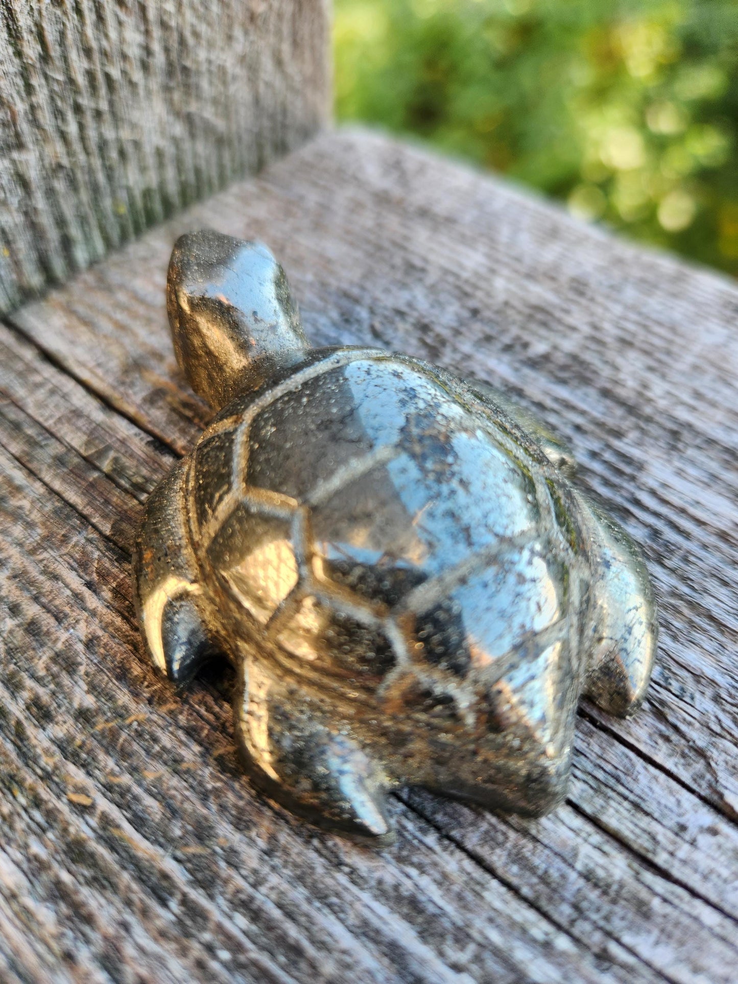 Pyrite Turtle Crystal Carving