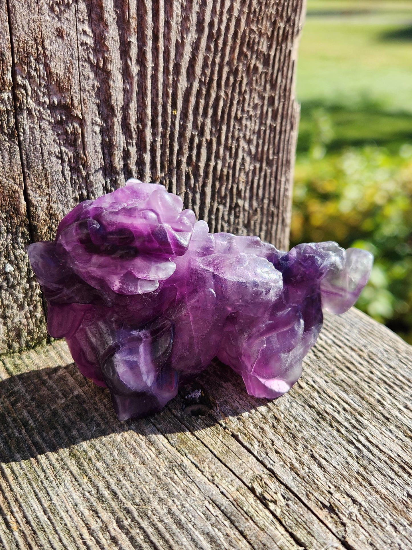 Purple Fluorite Crystal Dragon Carving - Year of the Dragon, DnD Decor