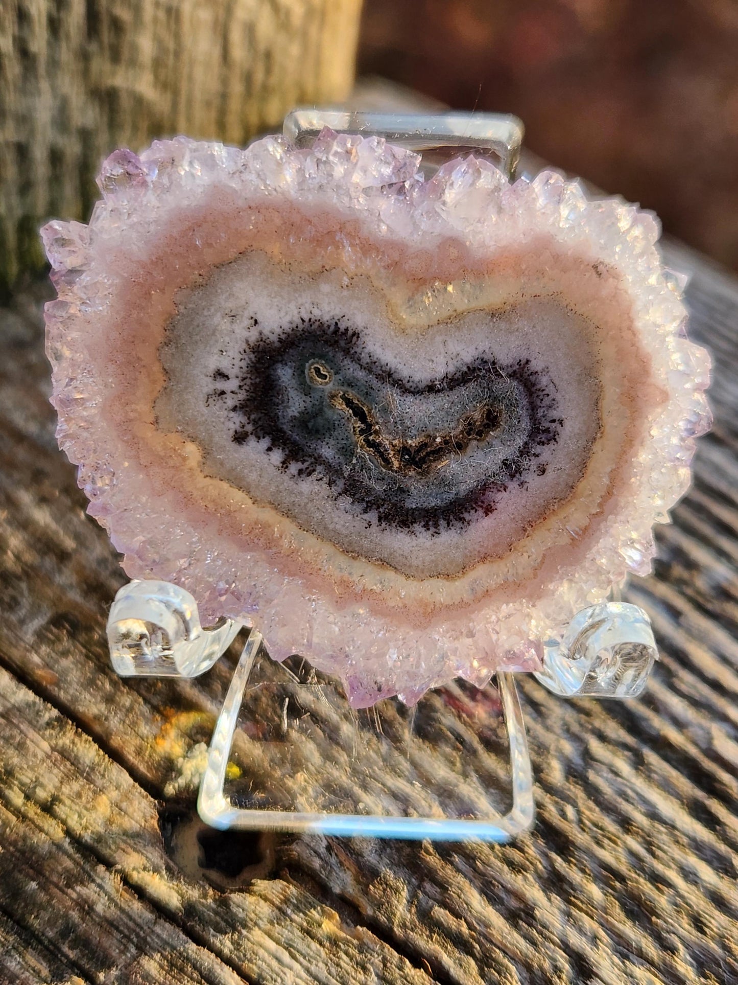 AAA Light Purple Amethyst Slice Crystal Specimen with Beautiful Points and stand