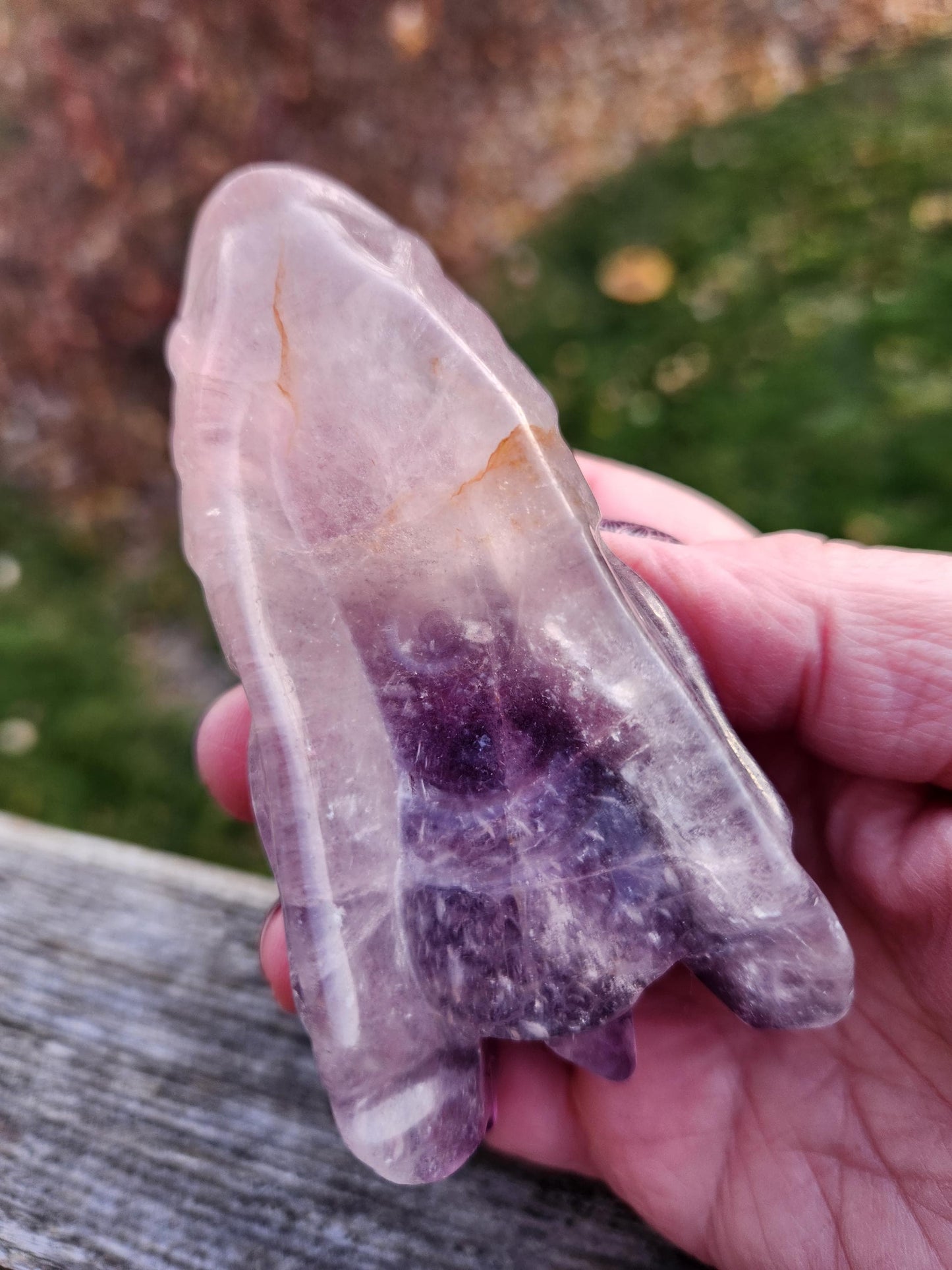 Natural Purple and White Fluorite Crystal Carved Dragon Head, DnD