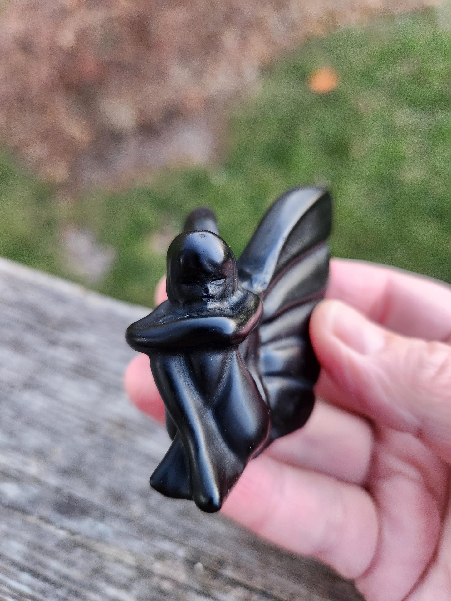 Black Obsidian Angel: Natural Stone Fairy Crystal