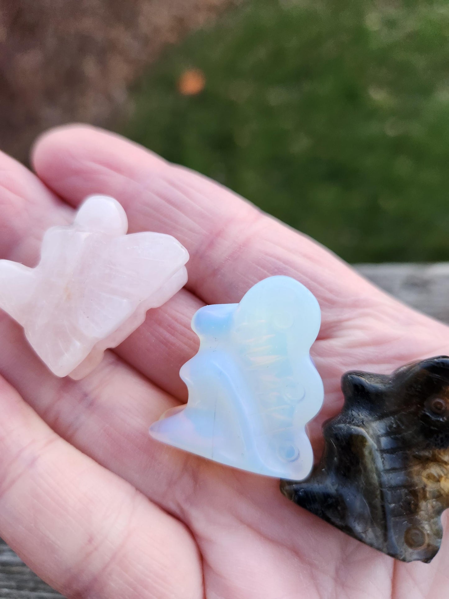 Carved Crystal Pocket Fairy: Rose Quartz, Opalite, or Labradorite, One