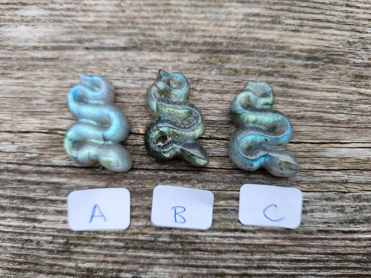 Carved Labradorite Snake: Crystal Carving, One
