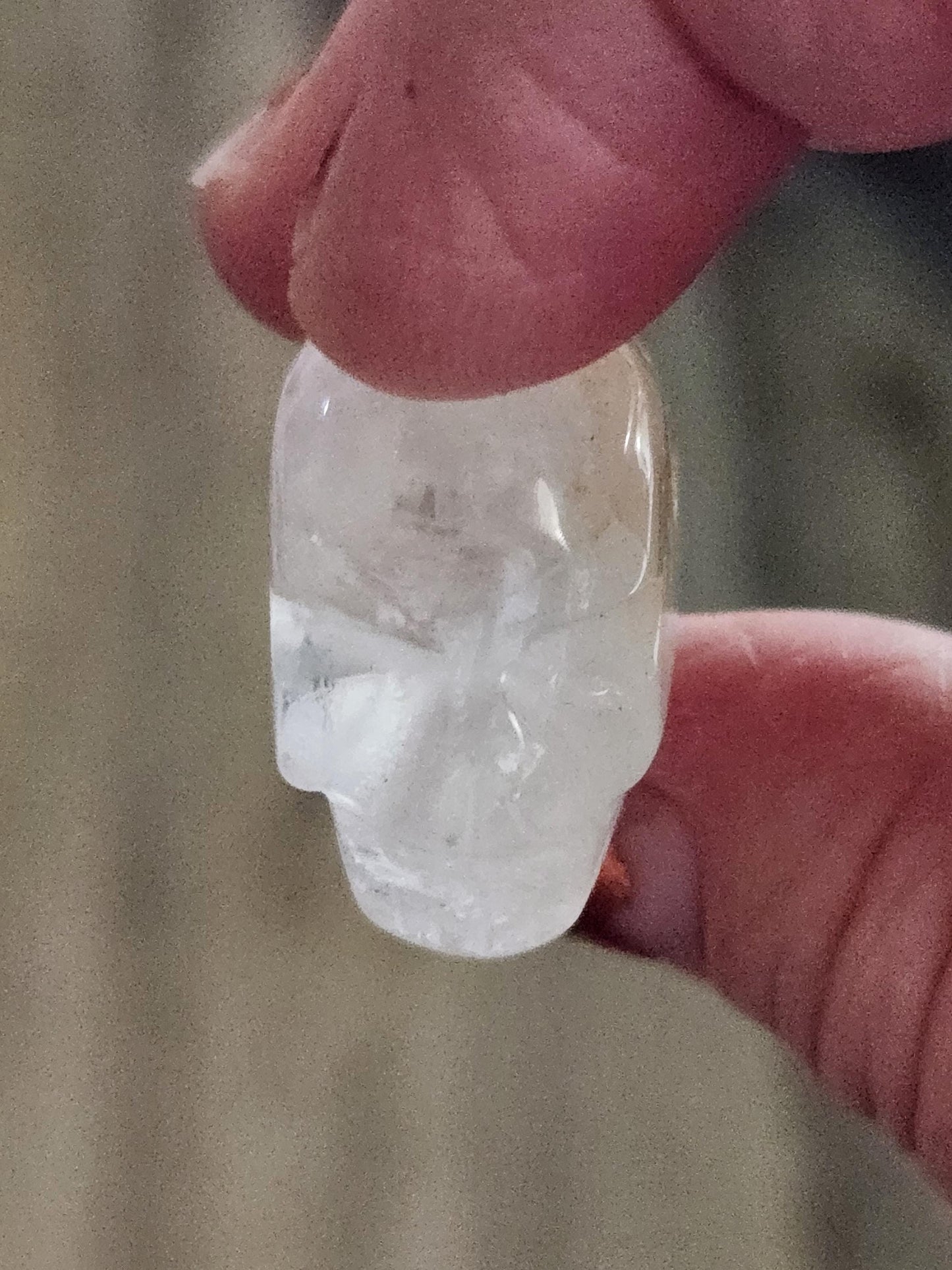 AAA Clear Quartz with Golden Healer Crystal Mini Skull - Natural Brazilian Stone