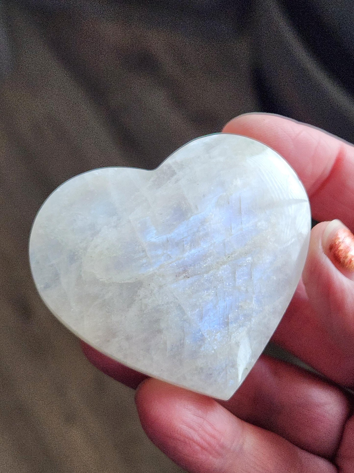 Moonstone Crystal Heart with Blue Flash