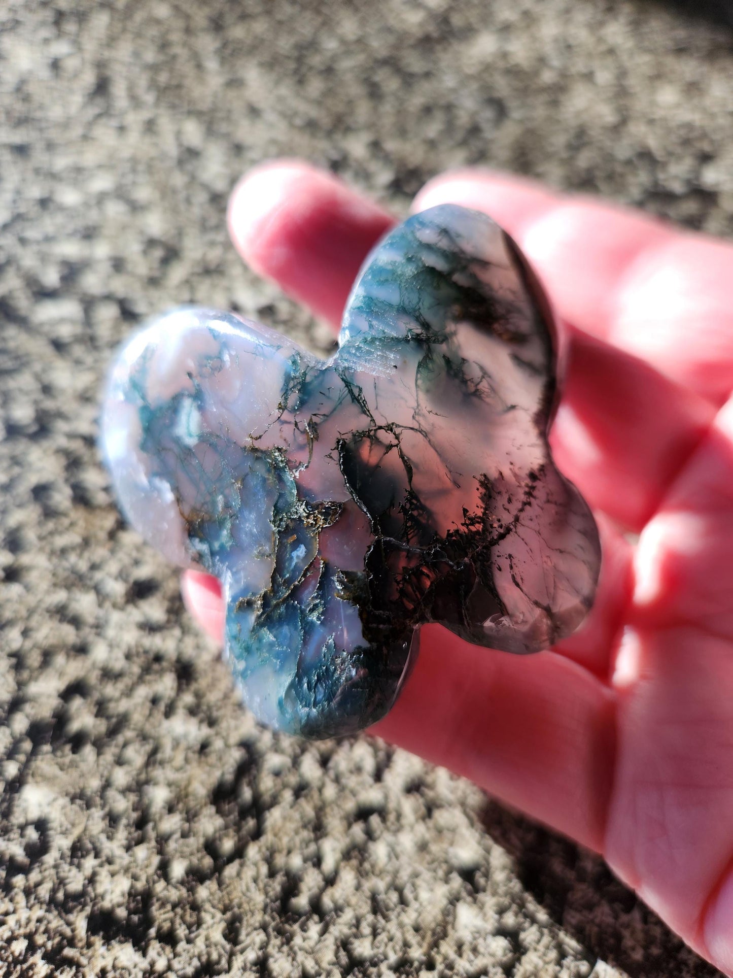 Moss Agate Carved Crystal Butterfly Self-Standing