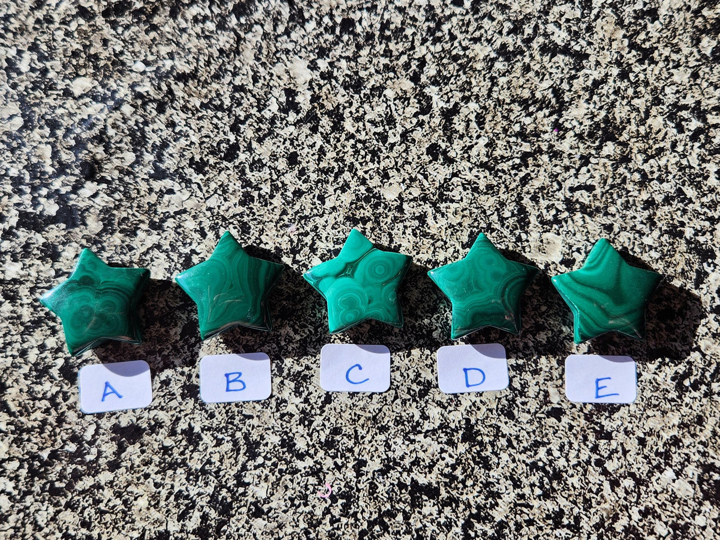 AAA Malachite Crystal Small Star, High Polish Pocket Stone, One