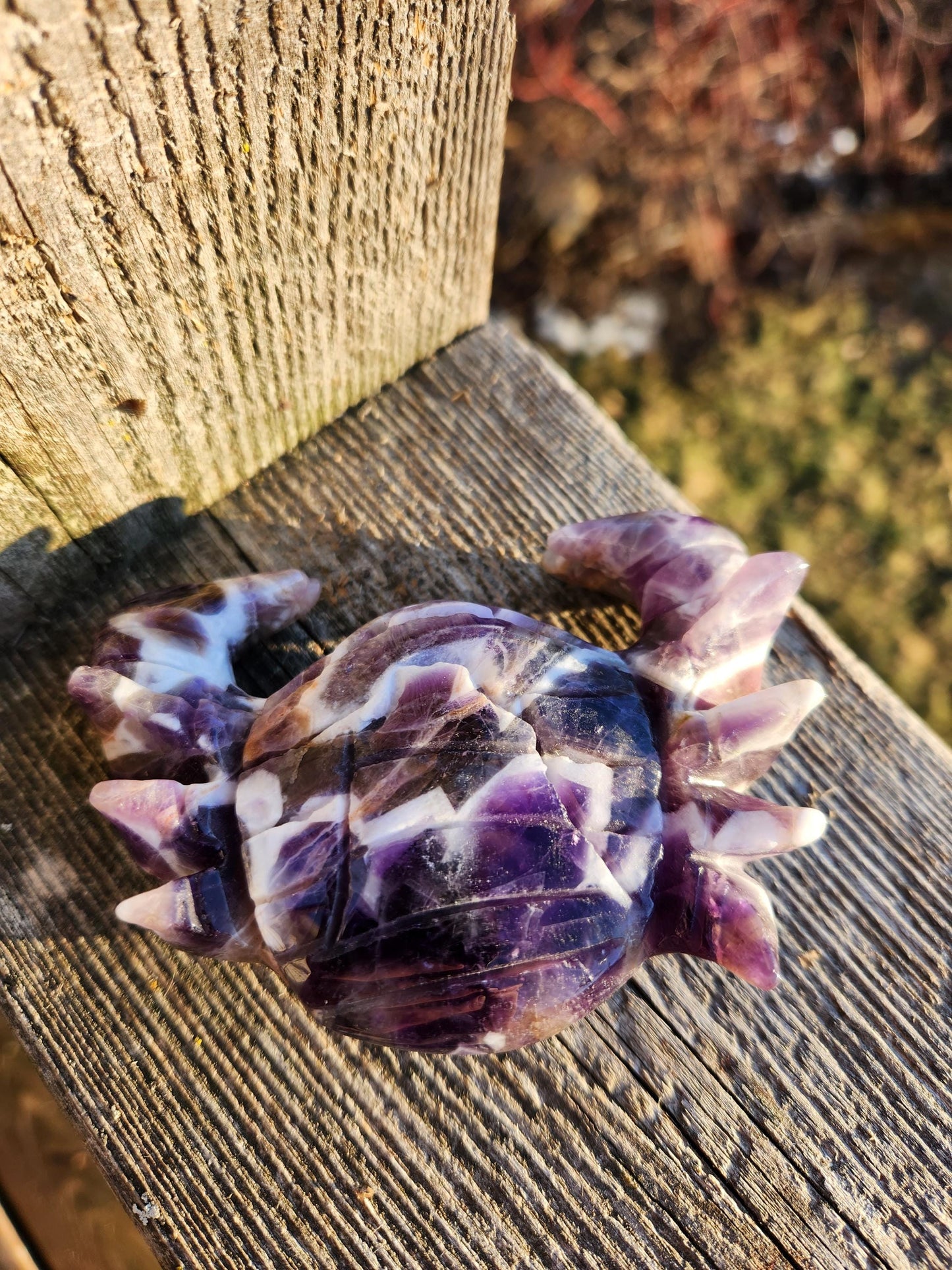 Chevron Dream Amethyst Crystal Crab, Large