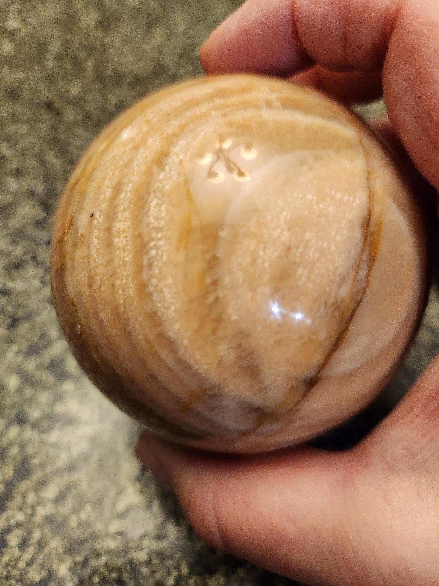 Peach Moonstone Sphere with Flash