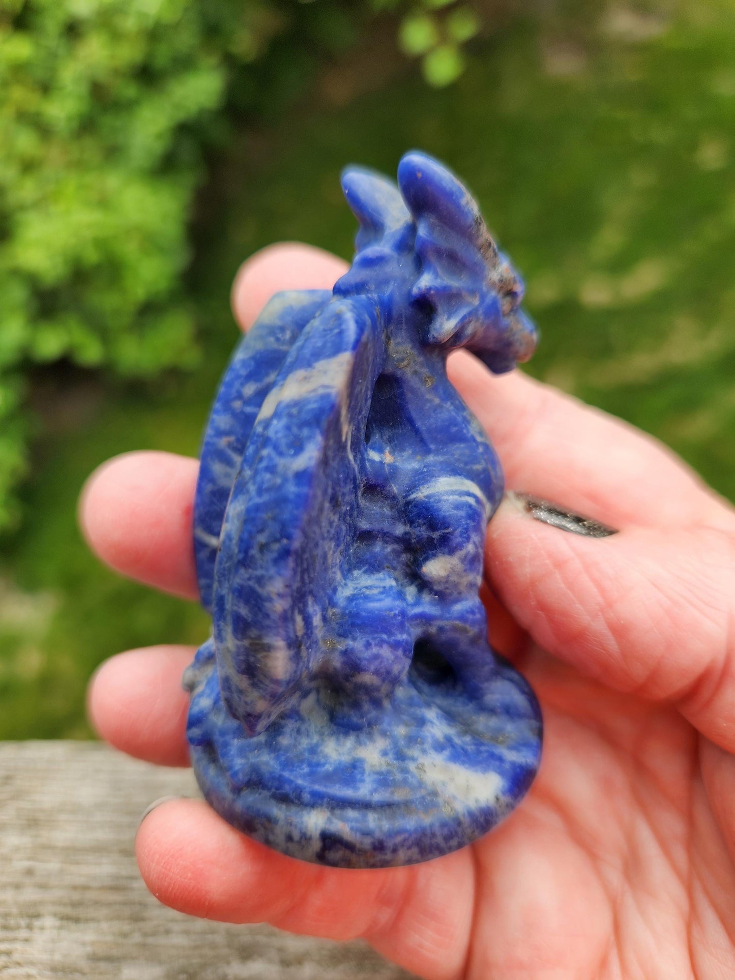 Sodalite Crystal Dragon Carving - DnD, Decor