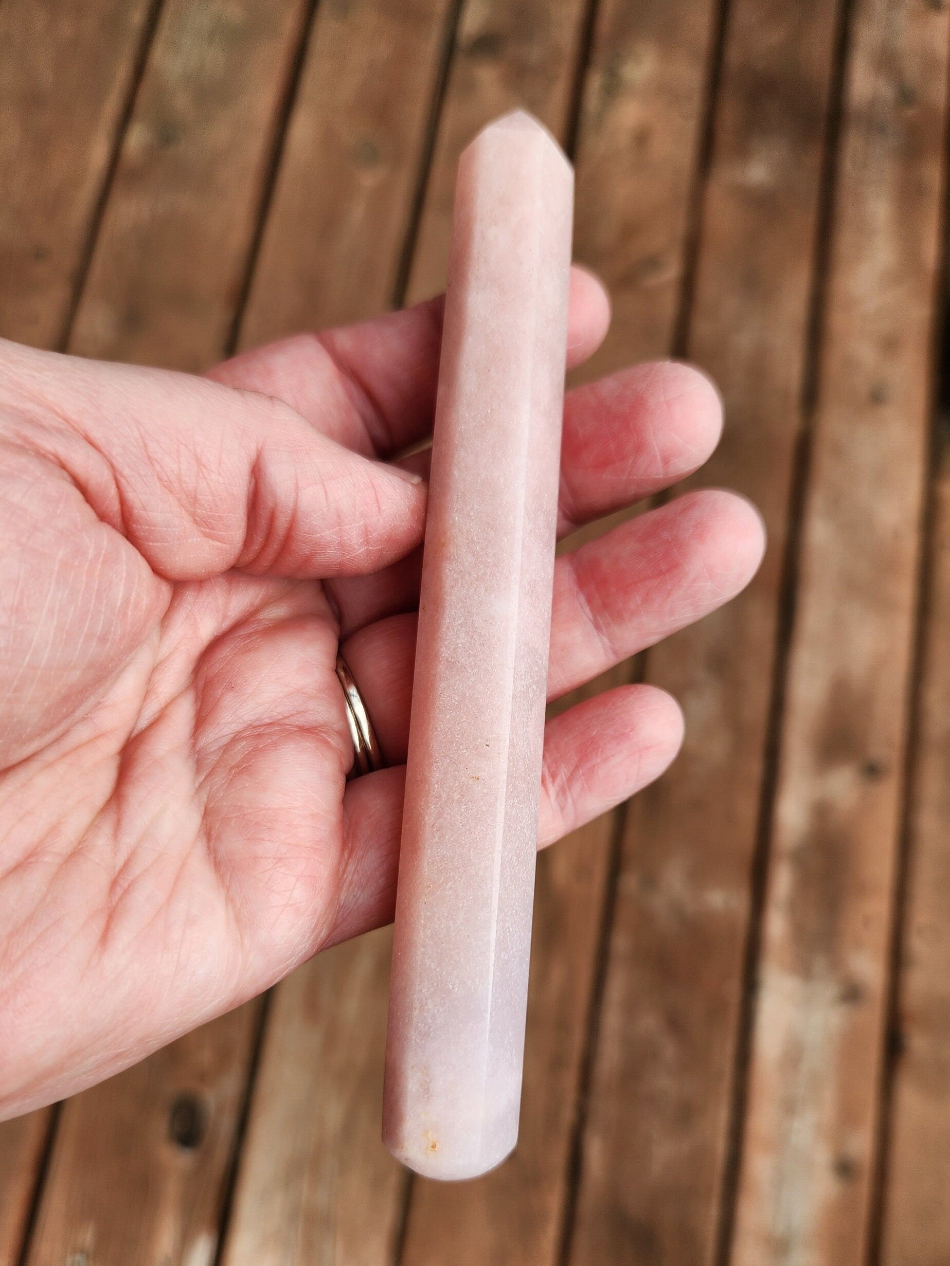 Beautiful Smooth Sparkly 6 Point Light Pink Amethyst Crystal Wand