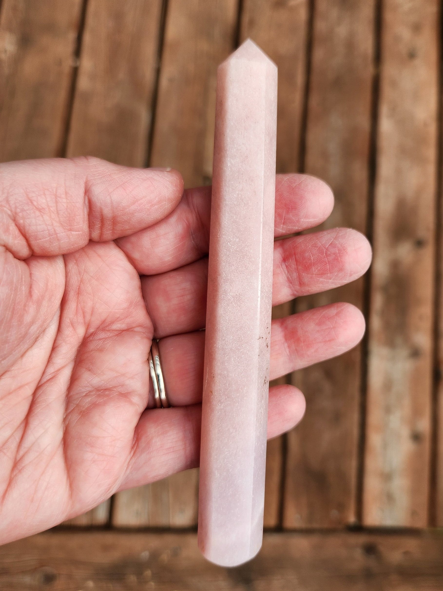 Sparkly Light Pink Amethyst Crystal Wand: Heart Chakra Energy