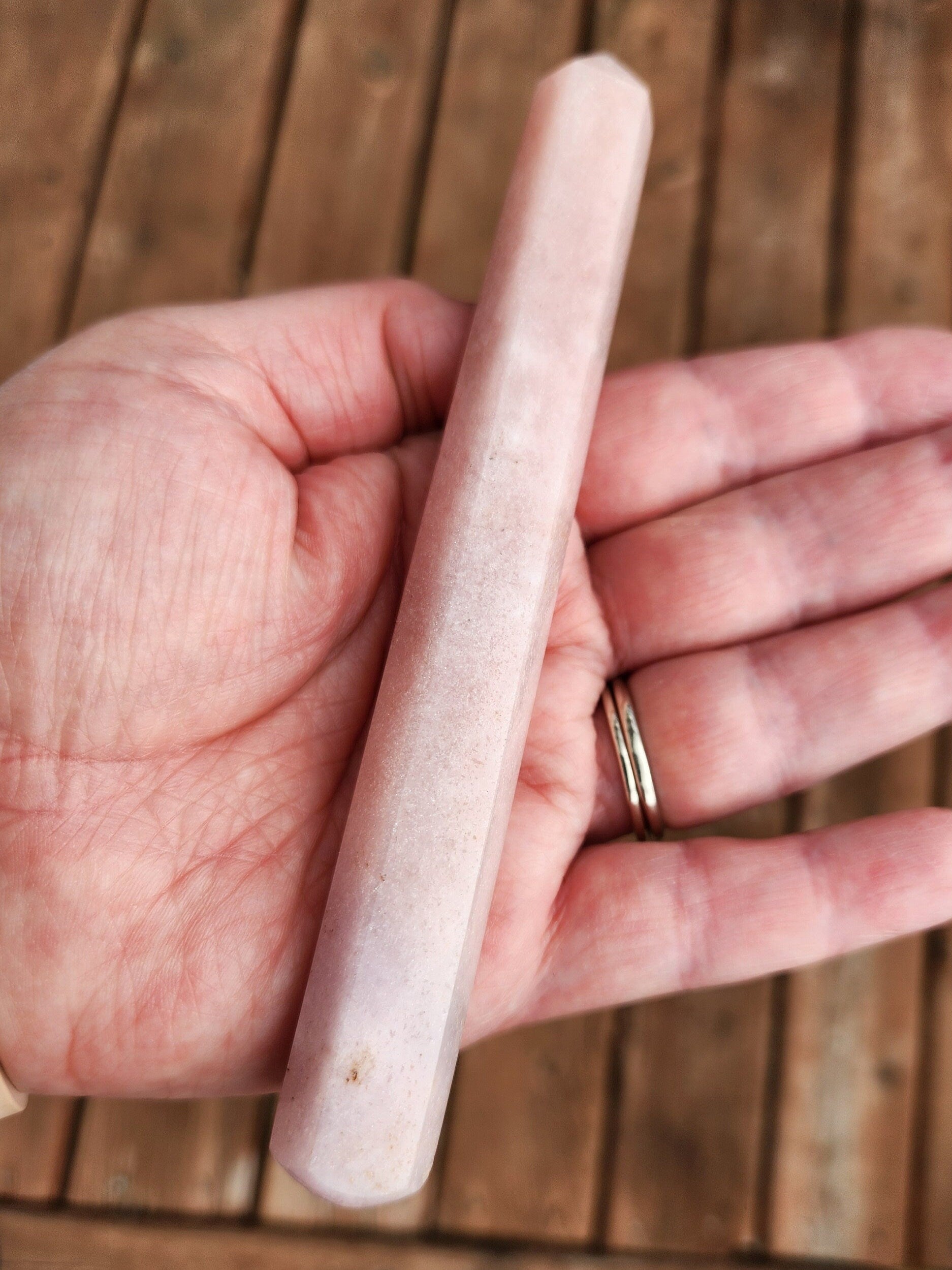 Beautiful Smooth Sparkly 6 Point Light Pink Amethyst Crystal Wand