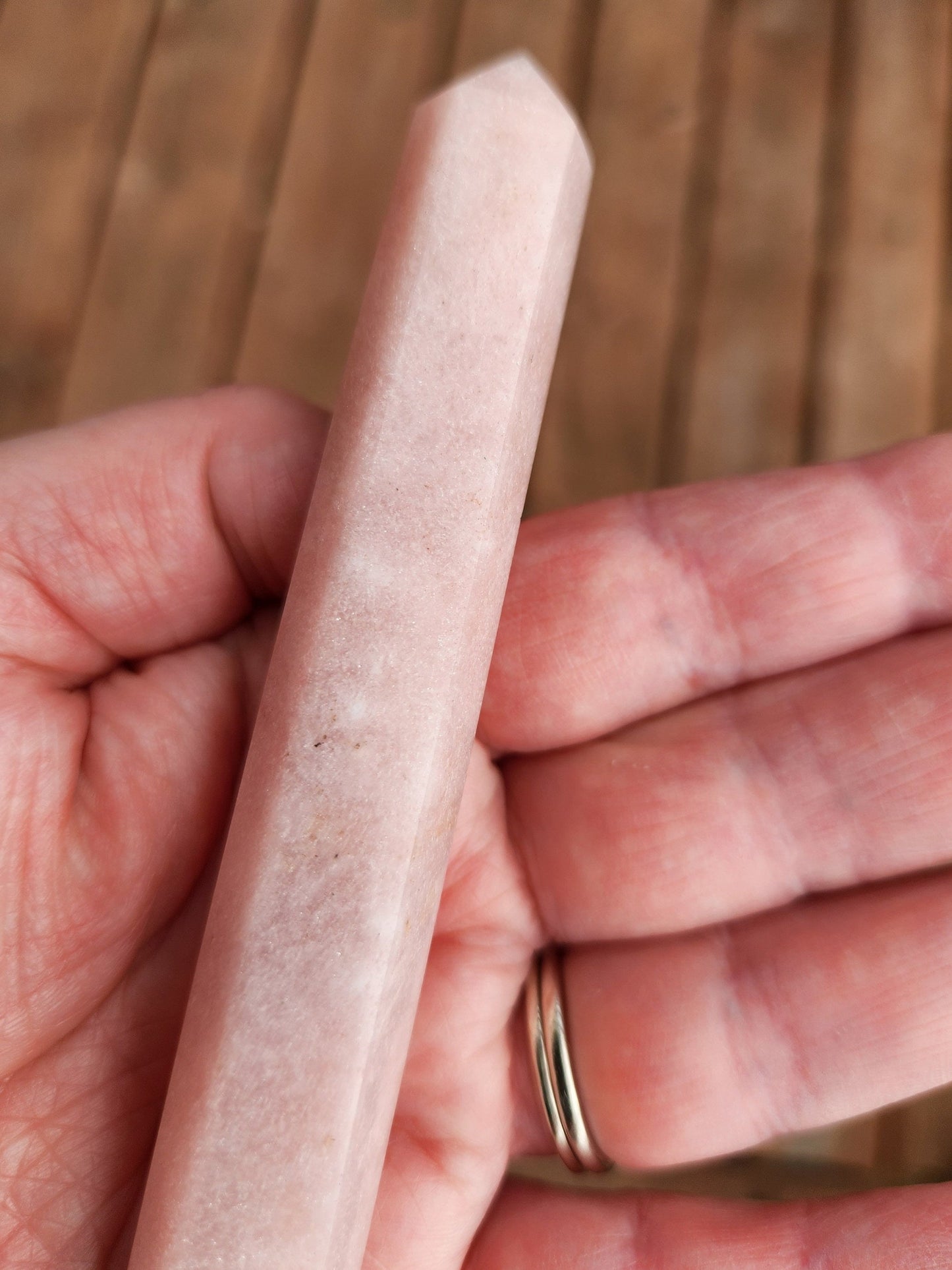 Sparkly Light Pink Amethyst Crystal Wand: Heart Chakra Energy