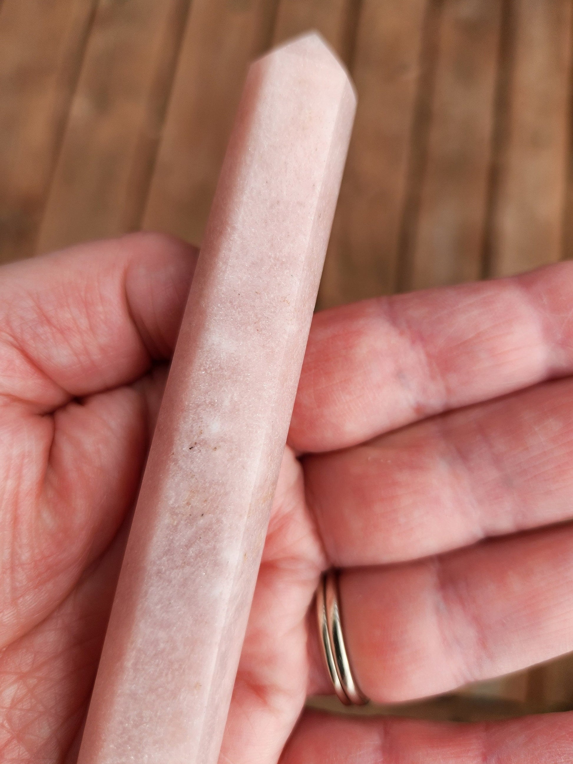 Sparkly Light Pink Amethyst Crystal Wand: Heart Chakra Energy