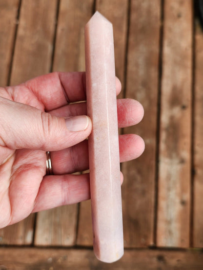 Sparkly Light Pink Amethyst Crystal Wand: Heart Chakra Energy