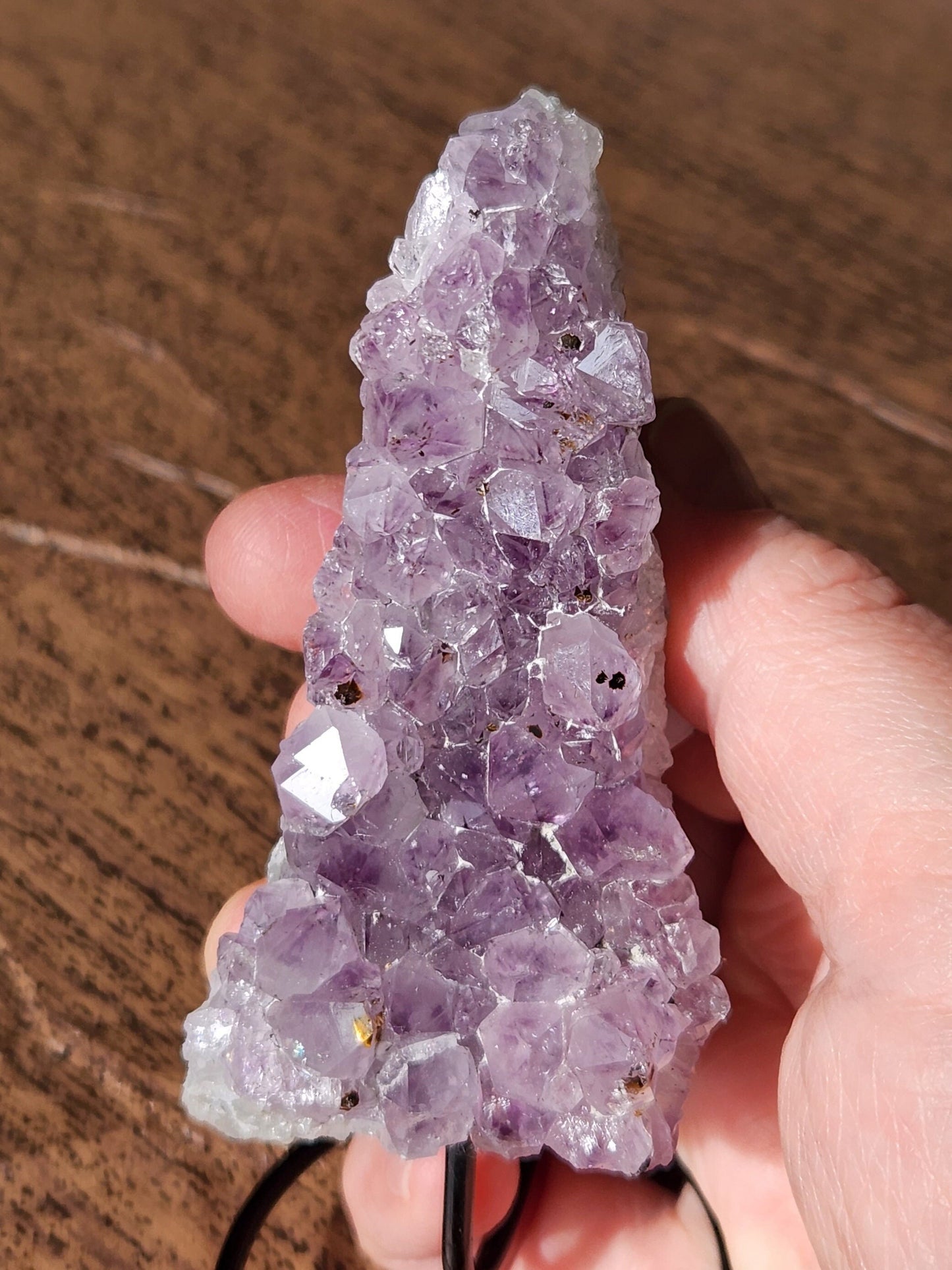 Beautiful Purple Amethyst Crystal Free Form with metal stand