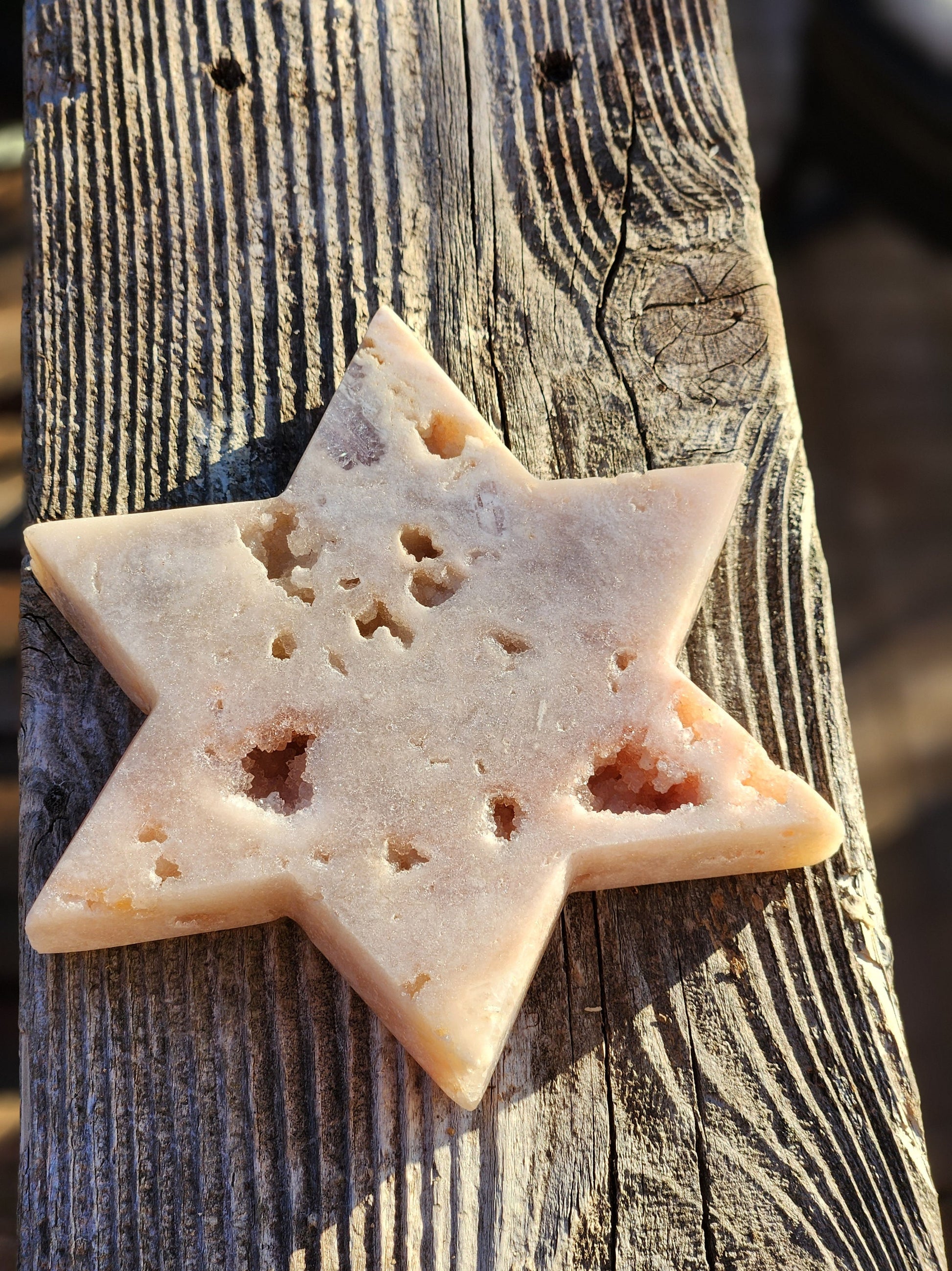 AAA Pink Amethyst Star with Druzy Pockets - 5.5" Brazil Crystal