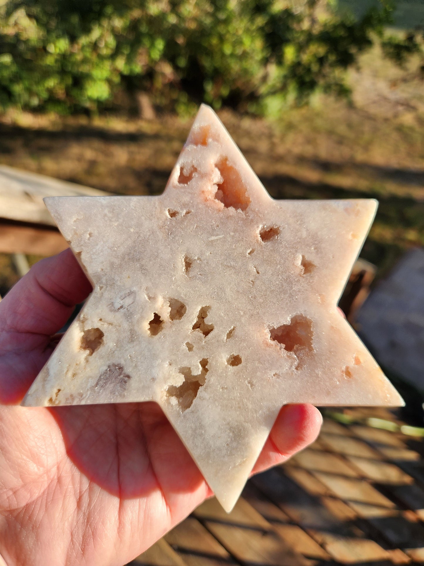 AAA Pink Amethyst Star with Druzy Pockets - 5.5" Brazil Crystal