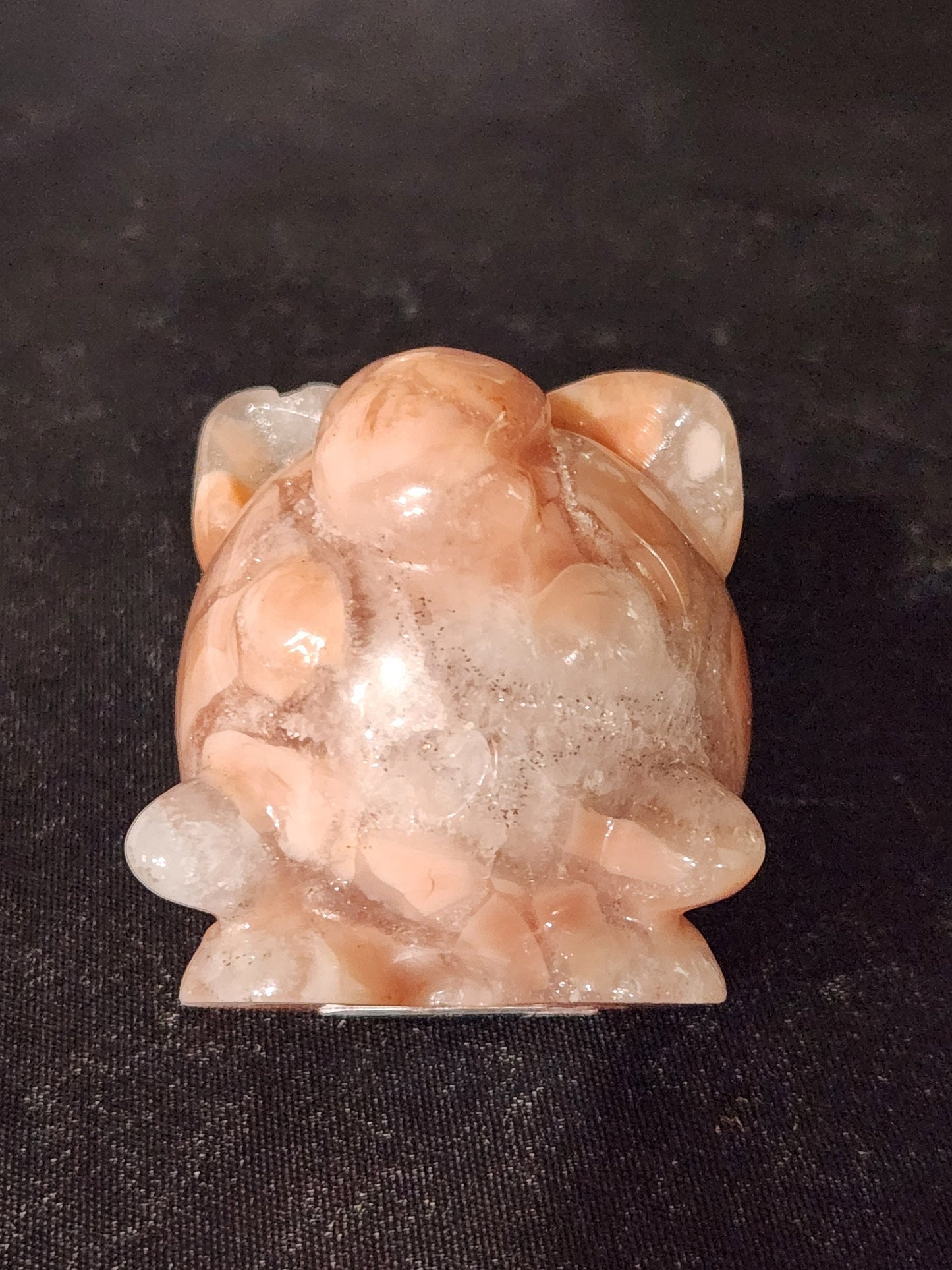 Super Cute Jiggly Puff with High Polish in Brecciated Sakura Pink Agate with Quartz & Druzy, Pokemon