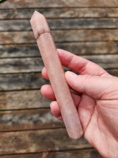 Sparkly Pink Amethyst Crystal Wand with Banding - Heart Chakra