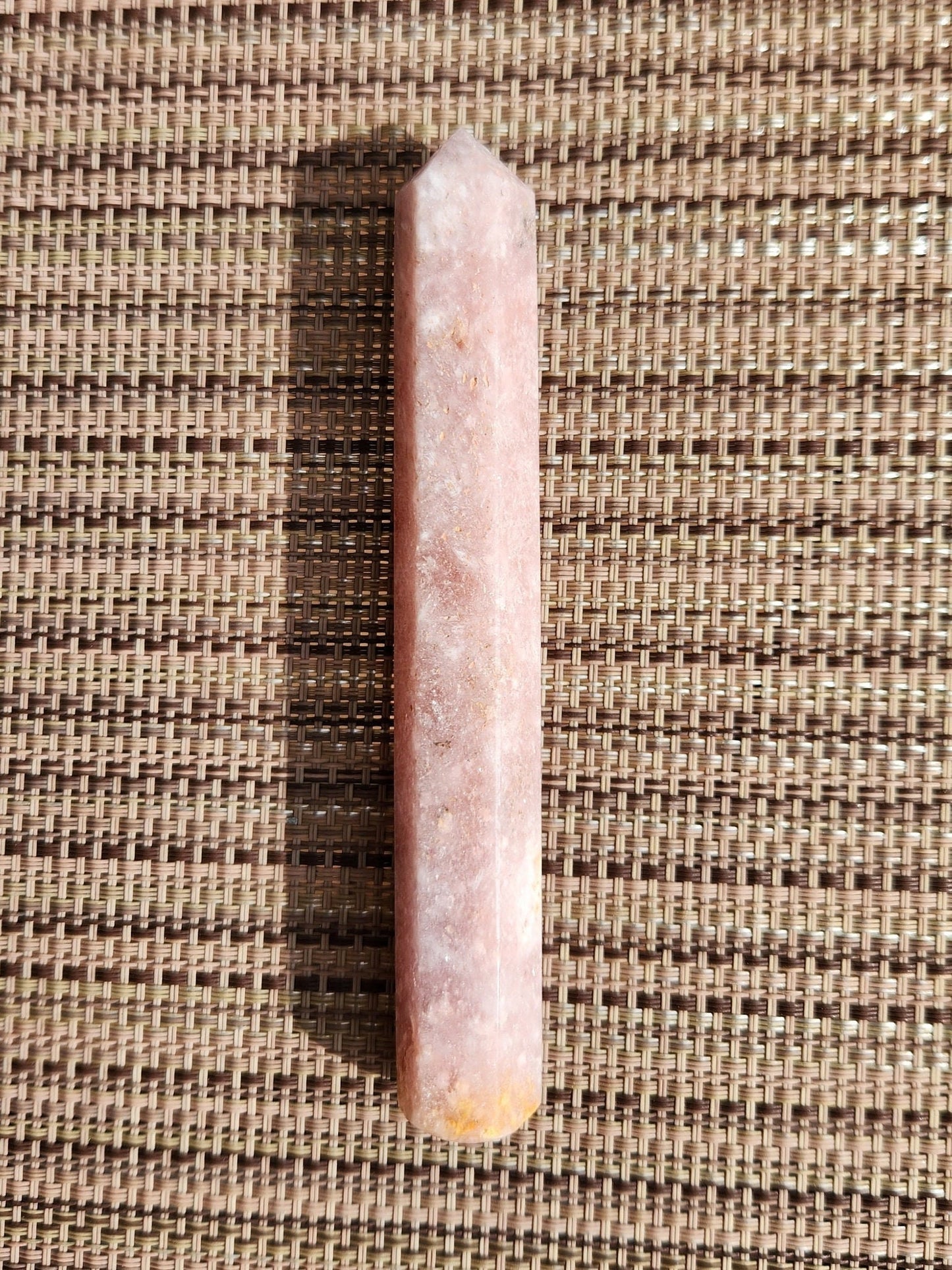 Sparkly Pink Amethyst Crystal Wand, 6 Point, Calming Massage Stone
