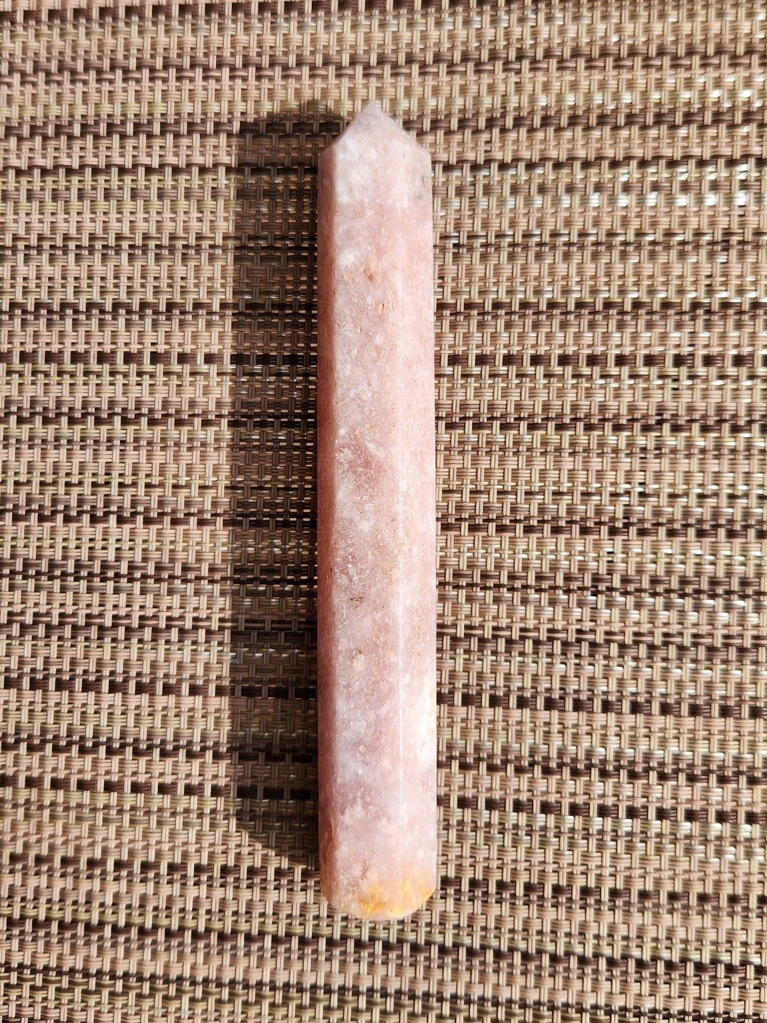 Sparkly Pink Amethyst Crystal Wand, 6 Point, Calming Massage Stone