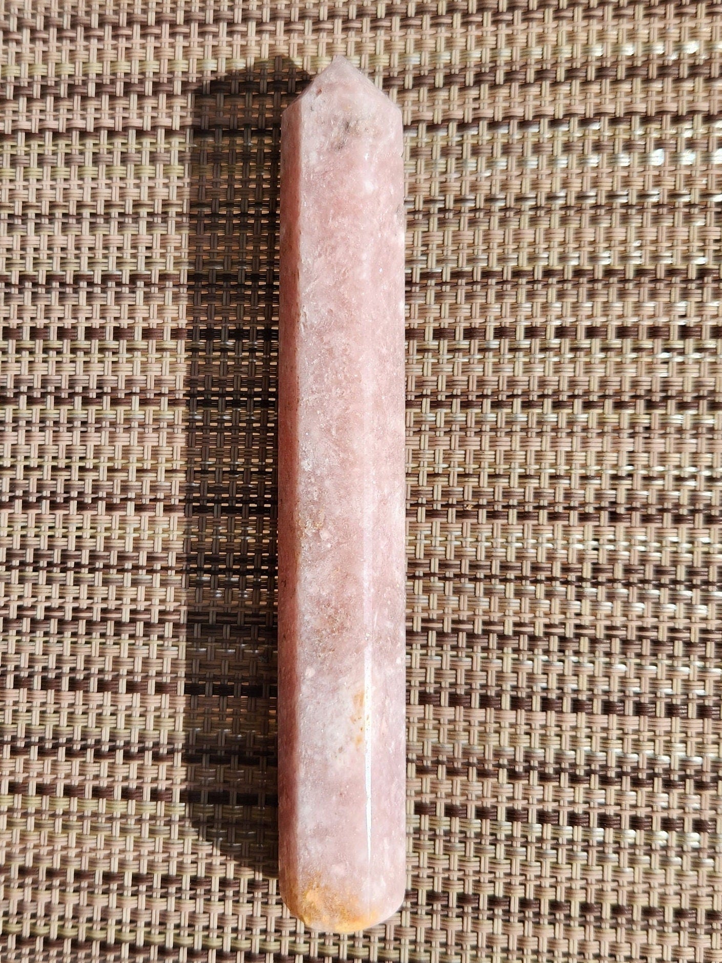 Sparkly Pink Amethyst Crystal Wand, 6 Point, Calming Massage Stone