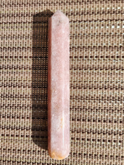 Sparkly Pink Amethyst Crystal Wand, 6 Point, Calming Massage Stone