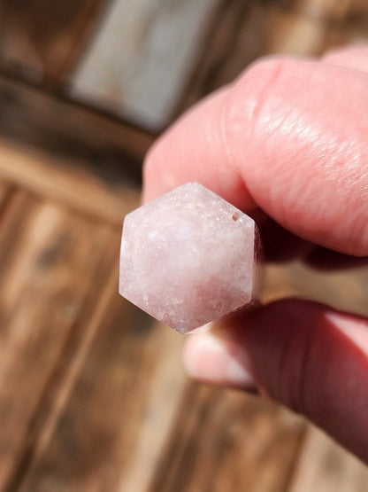 Sparkly Pink Amethyst Crystal Wand, 6 Point, Calming Massage Stone
