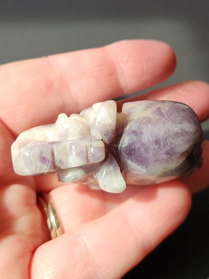 Carved Dream Amethyst Elephant: Tiny Crystal Figurine