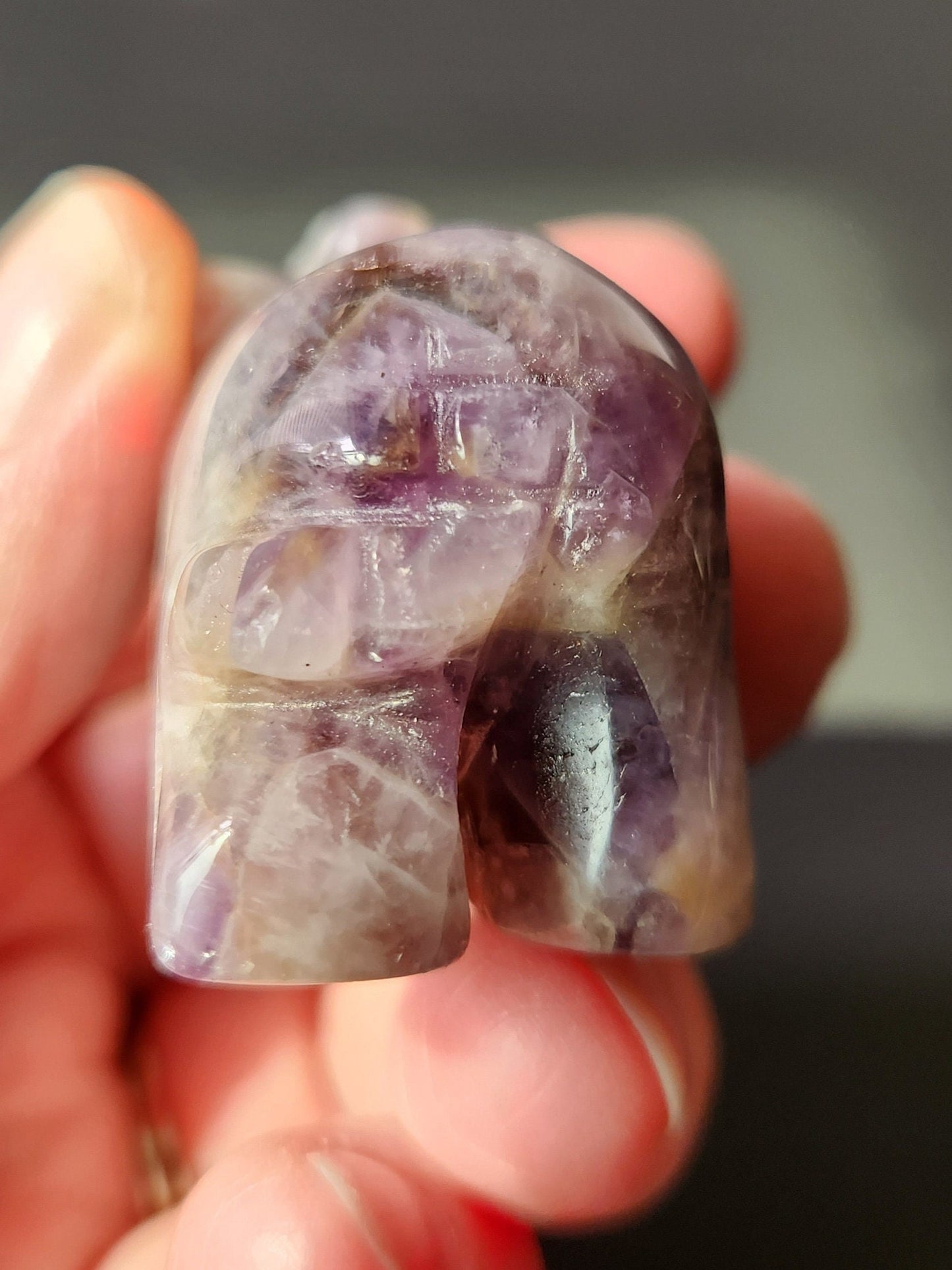 Beautiful Small Dream Amethyst Tiny Carved Elephant Crystal Stone