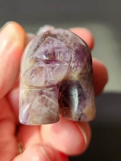 Carved Dream Amethyst Elephant: Tiny Crystal Figurine