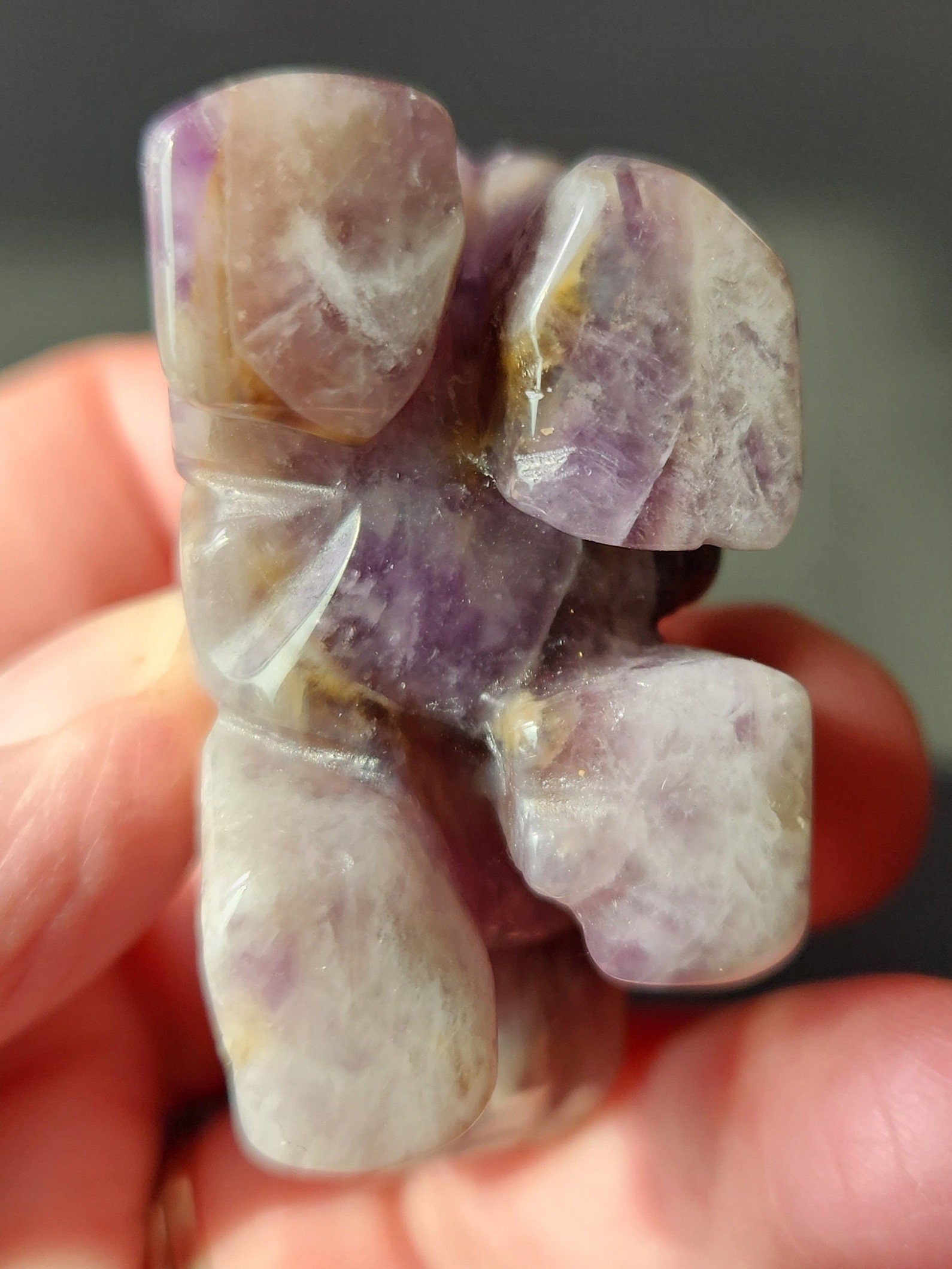 Carved Dream Amethyst Elephant: Tiny Crystal Figurine